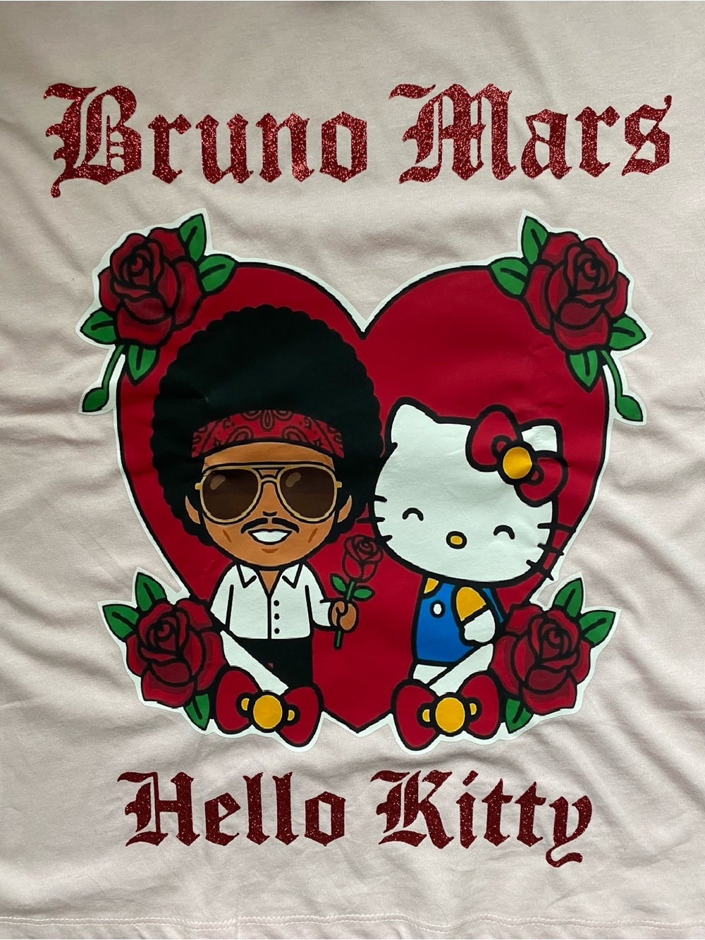 NEW Bruno Mars x Hello Kitty Graphic Tee - Pale Pink - Youth Medium